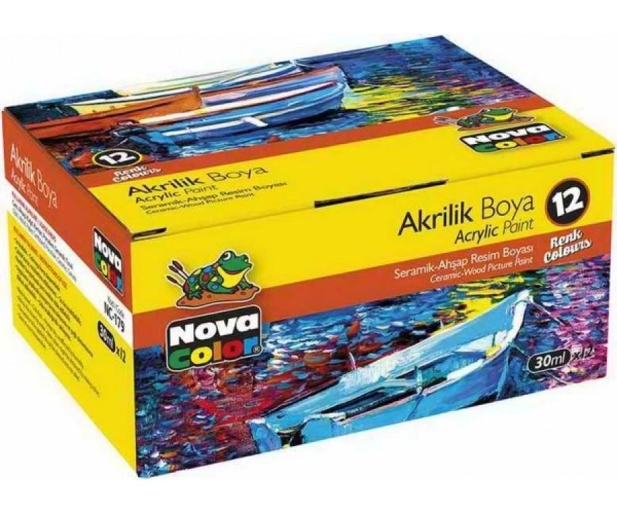  NOVACOLOR AKRİLİK BOYA 12L1 ŞİŞE TAKIM NC179